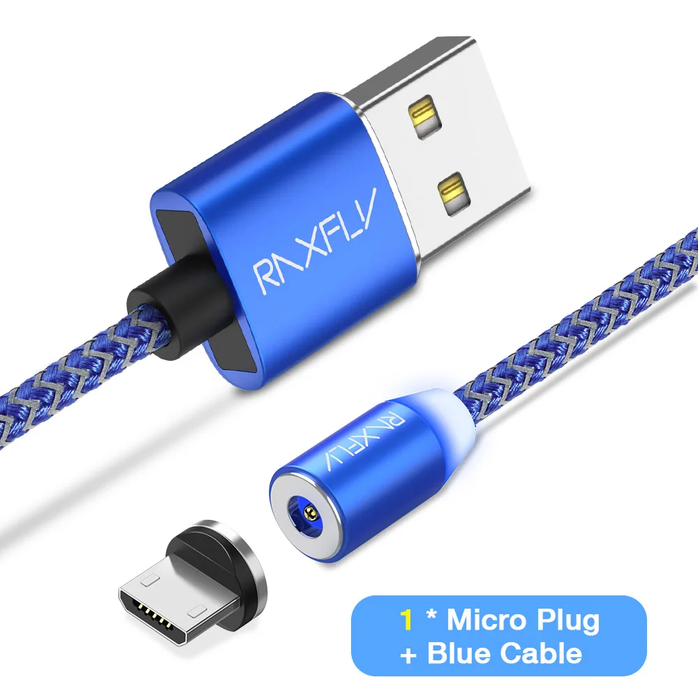 Магнитный usb-кабель RAXFLY 1 м 2 м для iPhone X XS Max нейлоновый Micro USB C type C кабель для samsung A50 A70 S9 Магнитный зарядный провод - Цвет: 1 Cable 1 Plug