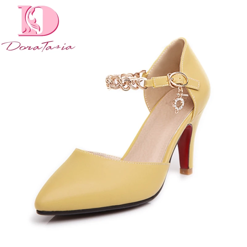 

Doratasia New Plus Size 32-43 Wholesale Party OL Chains Women Shoes Woman Thin High Heel Pointed Toe Summer Sandals Woman Pumps