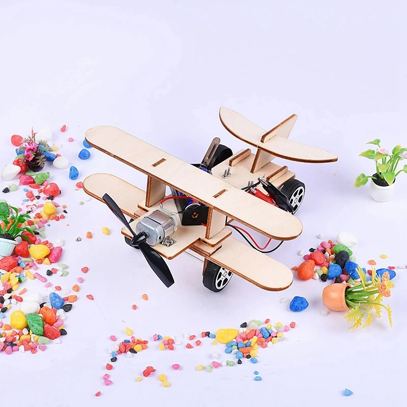DIY Handmand Assemble Model Kit Wind-powered Small Aircraft Small Inventions Scientific Experiments Educational Toy For Children