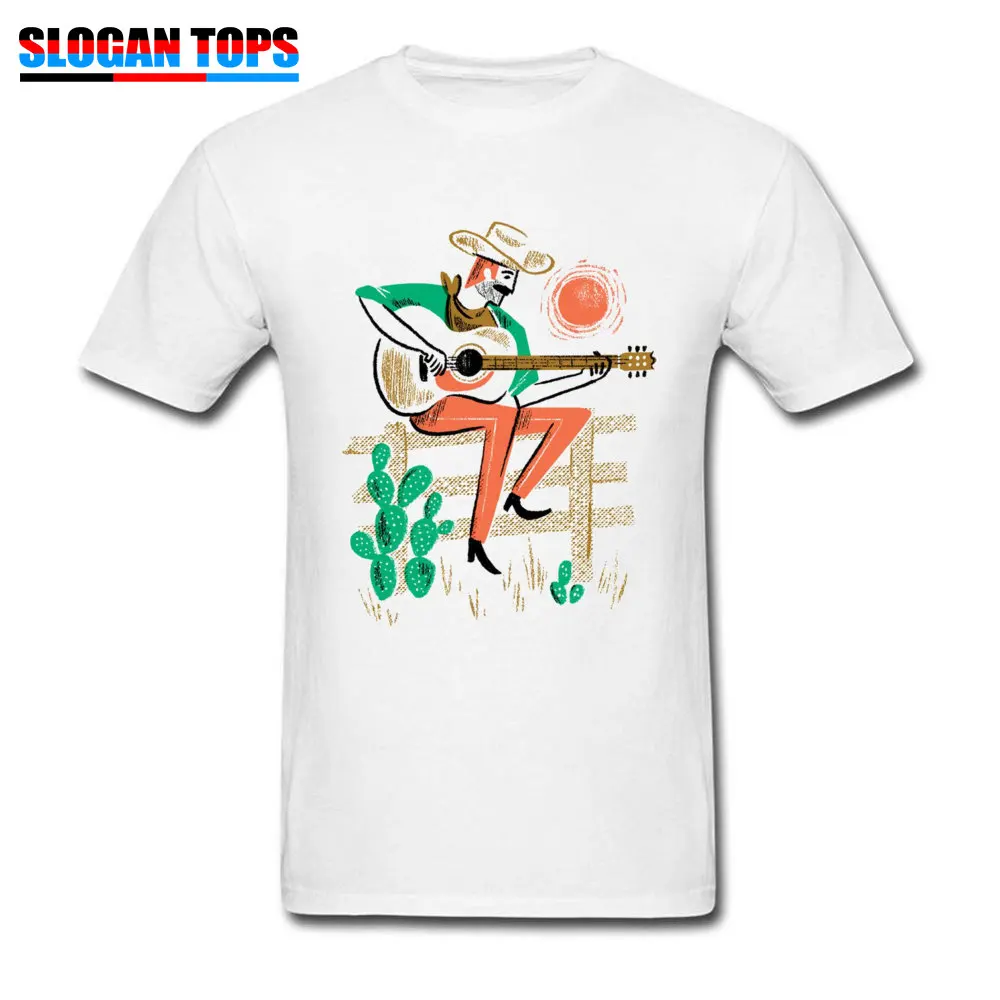 cowboy guitar 2018 Discount Design Tops T Shirt Round Neck Fall 100% Cotton Short Sleeve T Shirt for Men Camisa Tee-Shirts cowboy guitar white
