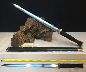 

75CM*High Manganese Steel Hand Forging Full Tang Chinese WuShu/Kungfu Sword Ebony Wood Saya/Copper Knife fitted Sharp HAN jian