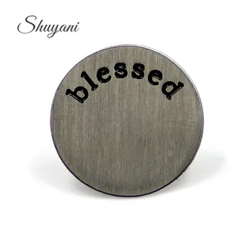 

10PCS Silver 22mm Round Plates Charms Stainless Steel "Blessed" Window Plates Charms for 30mm Floating Locket Pendant
