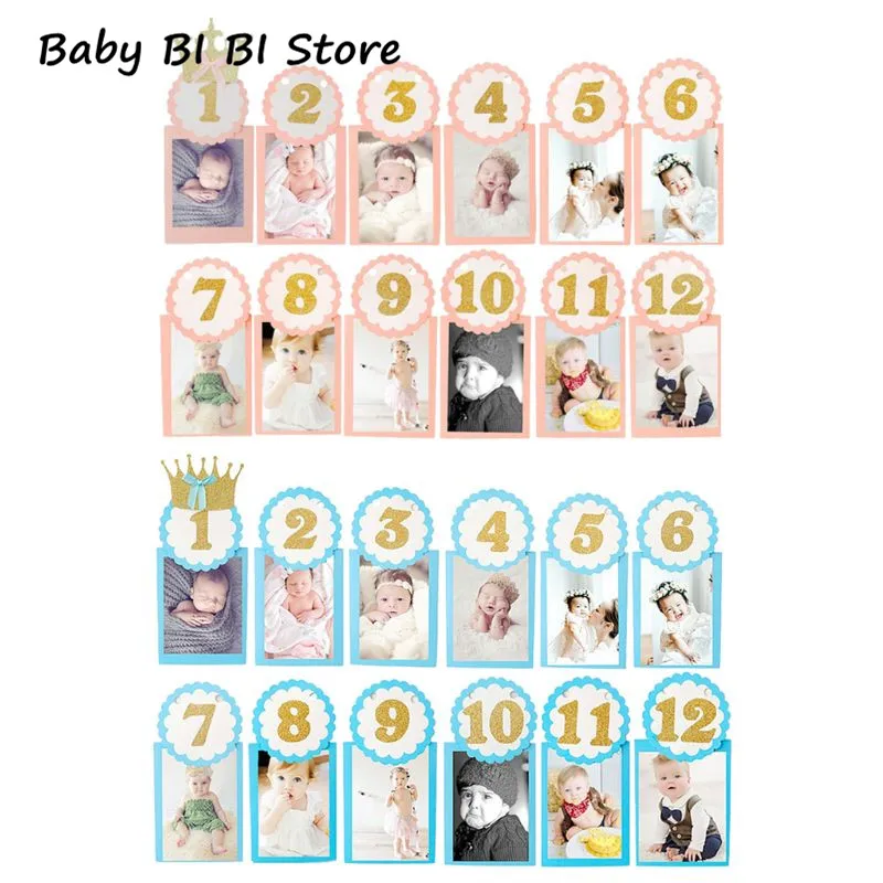 Baby Souvenir Photography Photo Frame 1-12 Months Infants Shower Bathing Birthday Gift for Kids Room Decorations