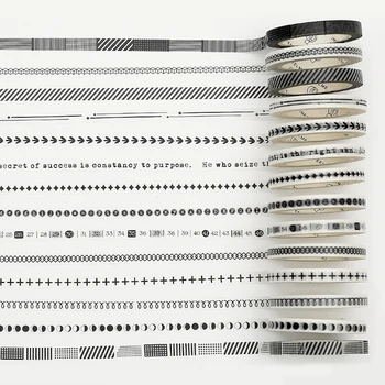 

Black White Vintage Border Washi Tape Decor Masking Tape 5MM Wide Skinny Masking Washi Tape Scrapbooking Diary Paper Sticker
