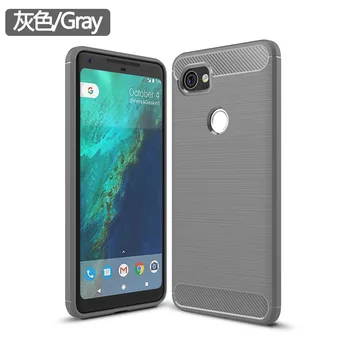 

50pcs/lot free shipping Carbon Fiber Silicone Back Case for Google Pixel 2/Pixel 2 XL