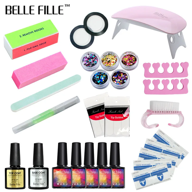 

Belle Fille Set Dryer With 5Pcs Color Nail Gel Polish Soak Off Manicure Products Lasting Gel Nail Polish Kit For Nail Art Tools