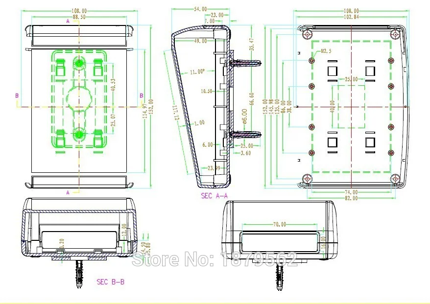 152*108*54mm wall mount plastic housing instrument box for pcb abs plastic enclosure diy electronic projects junction box