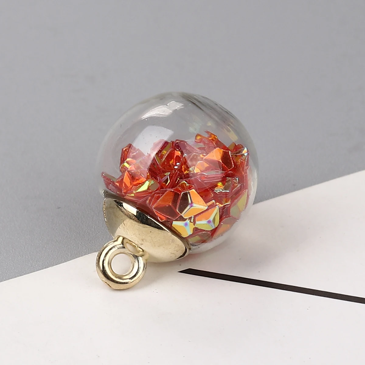 Цинковый сплав на основе прозрачного стекла глобус пузырьковая бутылка амулеты круглый арбуз красный AB Радужный цвет блестки 21 мм x 16 мм, 10 шт