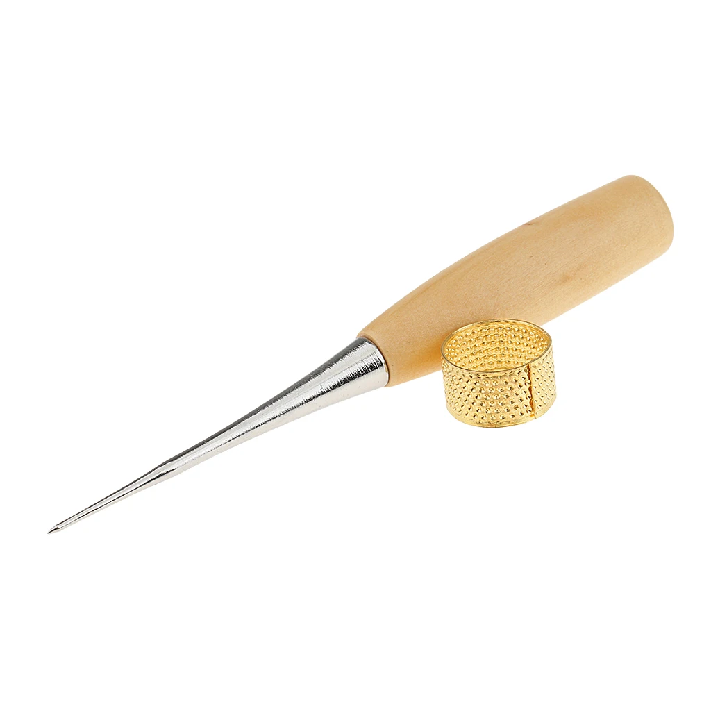 14 Pieces/Set Leather Craft Tool Hand Sewing Needles Awl Waxed Cord Upholstery Carpet Leather Canvas DIY Sewing Accessories