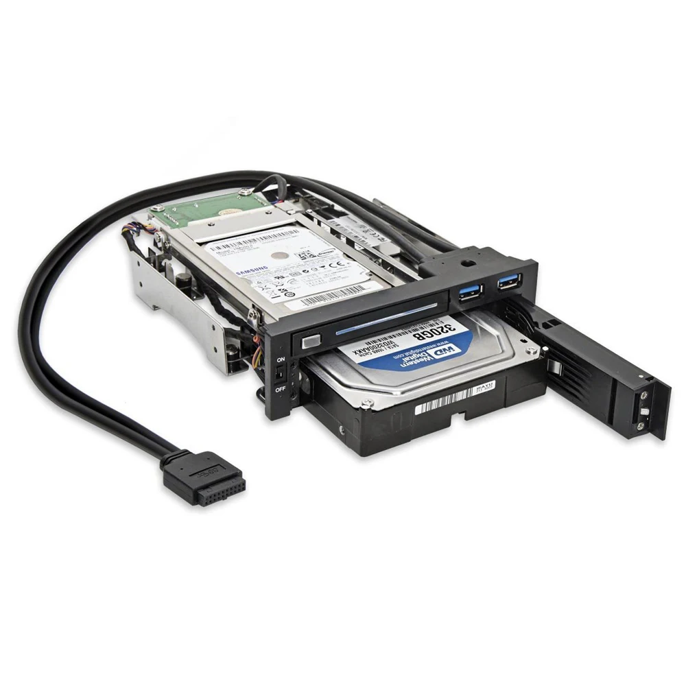 

Big Sales 5.25" Bay Tray Less Mobile Rack for 3.5" and 2.5" Sata III HDD with Extra 2 Port USB 3.0 - SY-MRA55006