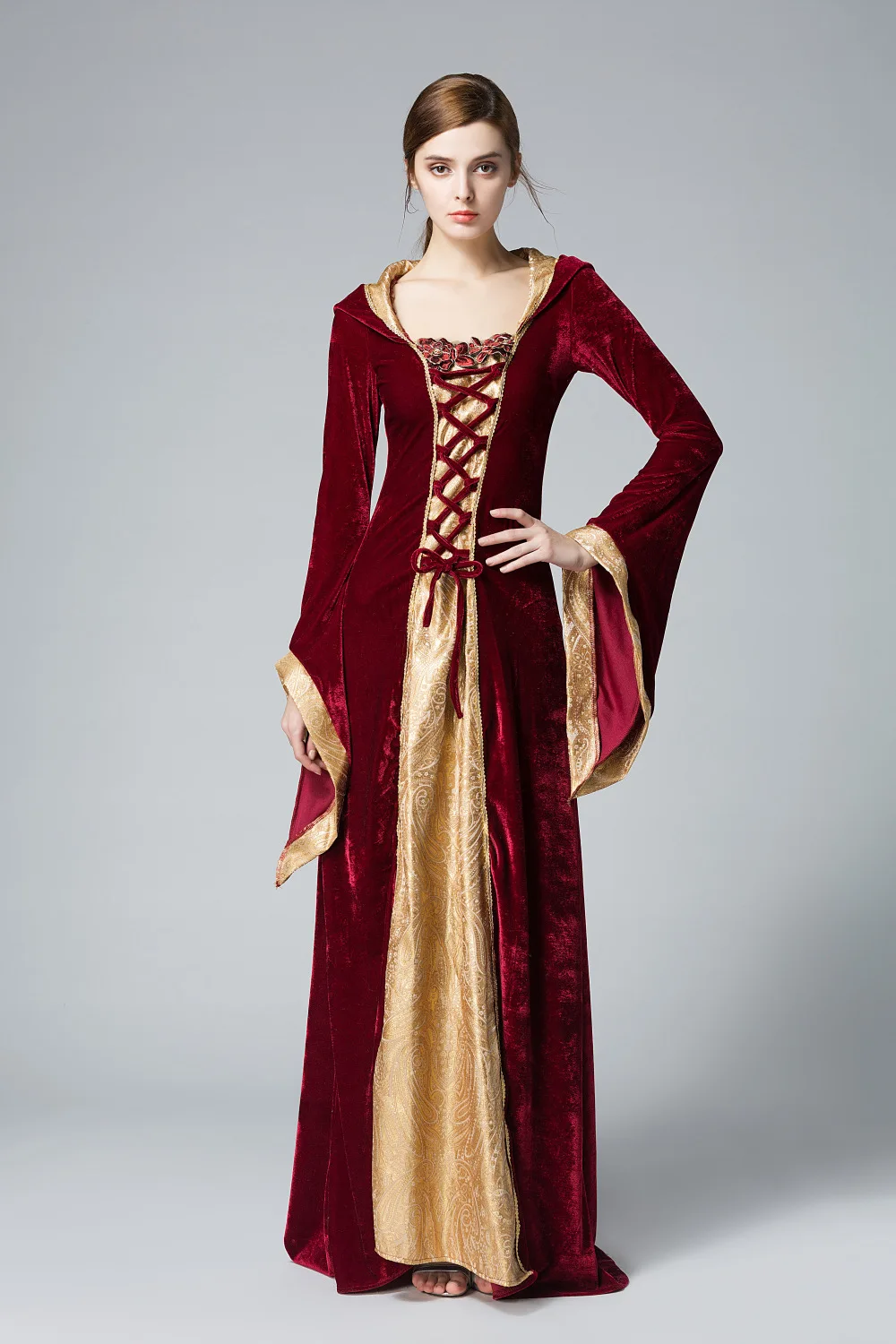 Fête d'halloween Cosplay robe médiévale adulte Costumes de reine