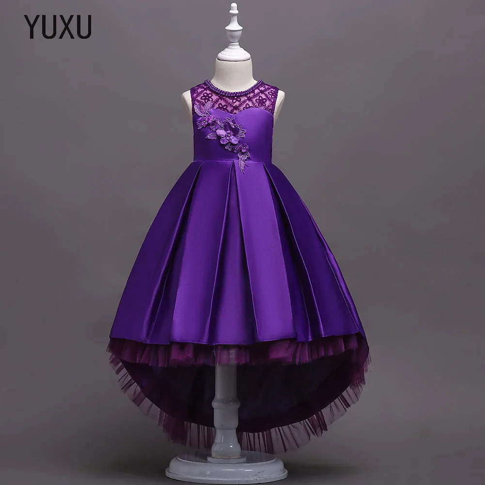 

bead Lace Appliques Diamond Ball Gown Flower Girls Dresses Kids Wedding Christmas Party Dress First Communion Dresses long tail