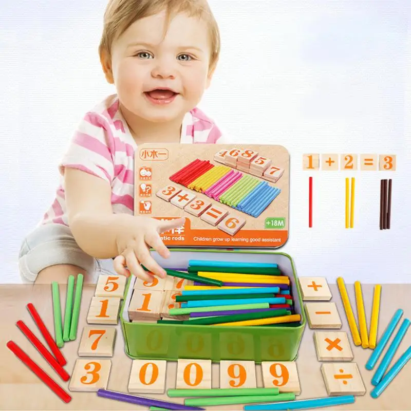 Children Wooden Mathematics Puzzle Toy Kid Math Calculate Counting Game Wood Sticks Rod Math