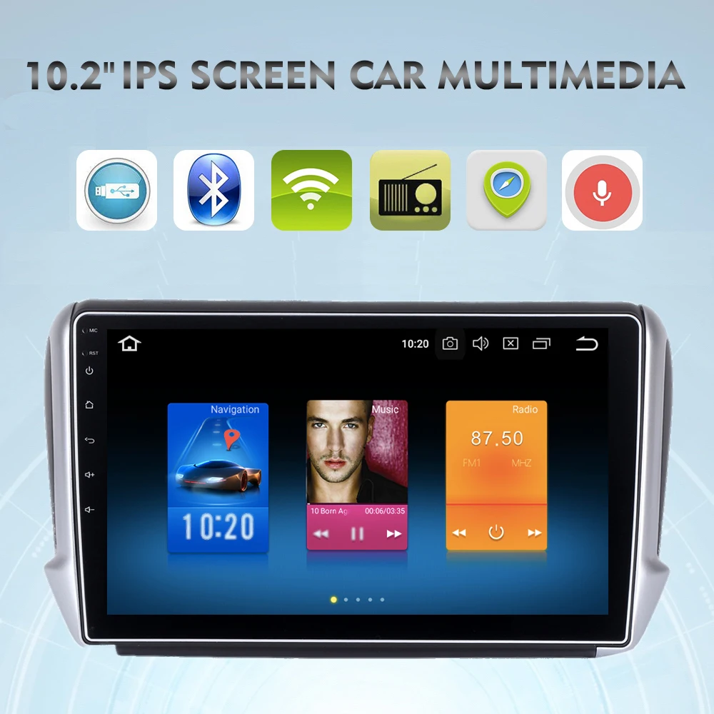 Best Dasaita 10.2" Android 9.0 Car GPS Radio Player for Peugeot 2008 208 din GPS for Peugeo with Octa Core 4GB+32GB Stereo Multimedia 1