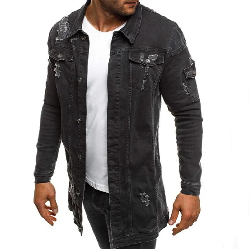 الدنيم سترة الربيع والخريف الرجال الأزياء غسلها هول البقرة سترة نسيج عالي الجودة الرجال ضئيلة كبير حجم طويلة الدنيم سترة