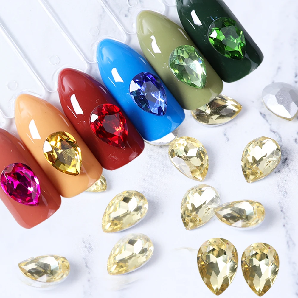 

10pcs Waterdrop Rhinestones For Nails Colorful Nail Art Decorations Crystal Shiny 3D Gems Strass DIY Manicure Accessories TR896