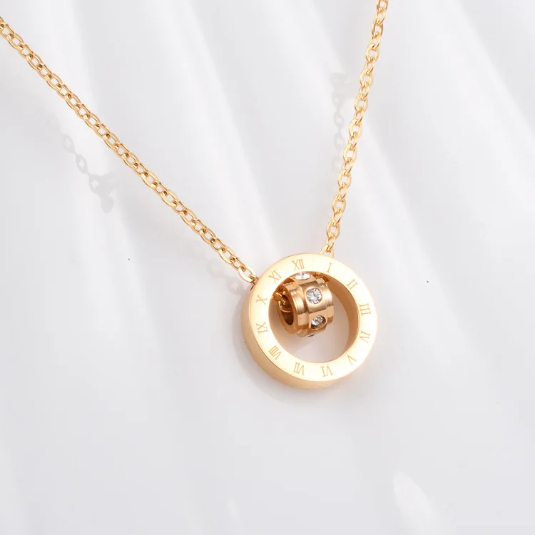 Титановая сталь, римское ожерелье, модное, известный бренд, ювелирное изделие для женщин, золотой цвет, двойные круглые чокеры, ожерелье, любовь, короткое ожерелье