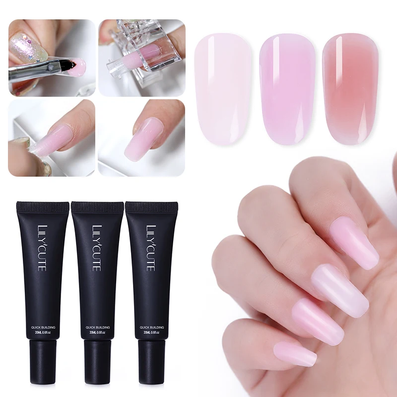 

LILYCUTE 20ml Poly Extension Gel Finger Crystal Jelly Nail Gel UV LED Hard Gel Acrylic Building Nail Art Gel