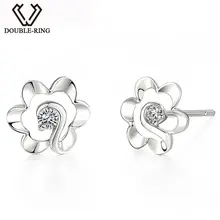 Дважды кольцо Настоящее 18 К золото Ювелирные украшения бижутерия Романтический Алмазный женские свадебные подарок любимым Серьги для Для женщин CAE00614A