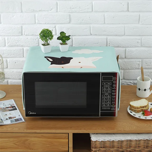 Best Offers 35*95cm Multi-Purpose Microwave Linen Dust Cover Universal Model Home Kitchen Small Electric Oven Covers with Storage Pouch