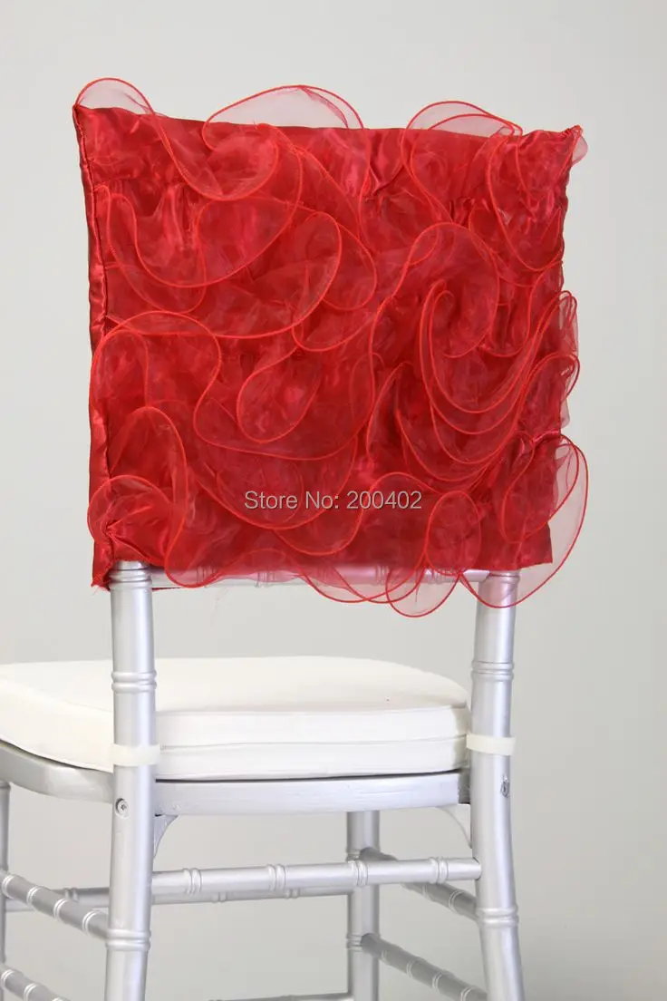 free shipping fancy red organza chair cover for weddings chiavari