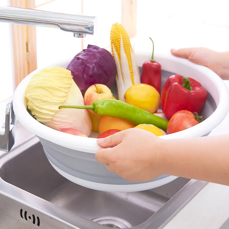 

Large Size Portable Plastic Basin for Wash Car Clothes Vegetable Washing Folding Basins Home Kitchen Traveling Cleaning Tools