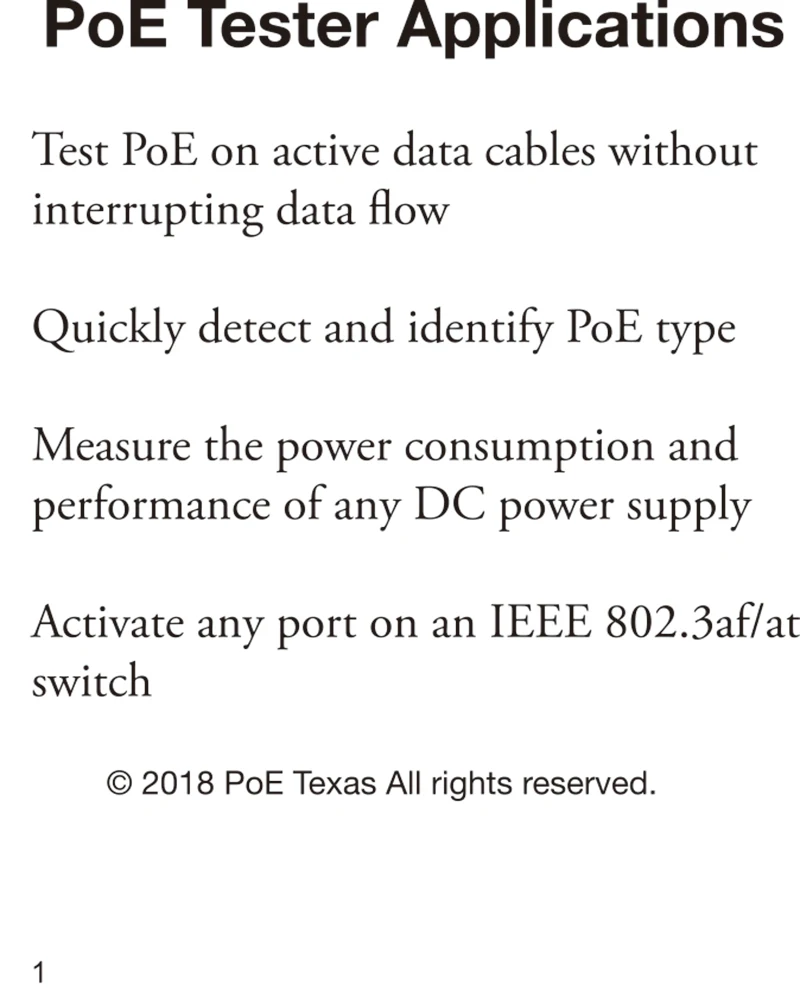 POE TESTER Data sheet and Manual 201808-2