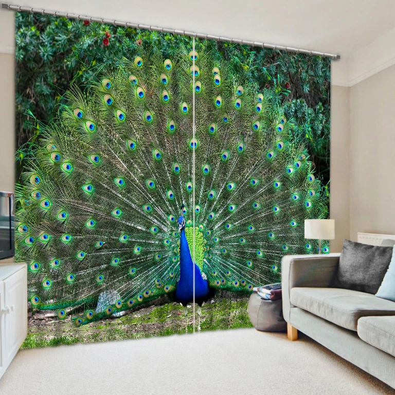 

Peacock photo print personalized 3d blackout curtains finished