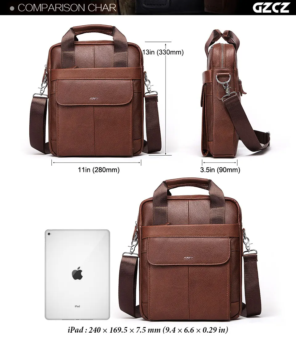 GZCZ сумка-мессенджер, новая мода, мужские сумки на плечо из натуральной кожи, деловая сумка через плечо, Повседневная сумка, высокое качество, мужская сумка-тоут