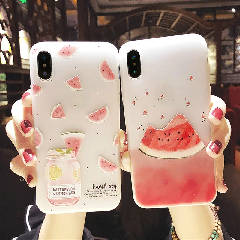 

Cool watermelon Mobile Phone Case Soft Shell For iPhoneX XR XS Silicone TPU anti-drop Phone Case For iPhone7 8 6 6S Back Cover
