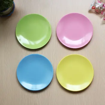 

4 piece melamine plate set A5 melamine green pink yellow blue solid color Dessert salad dish European dinnerware suit BY01.5