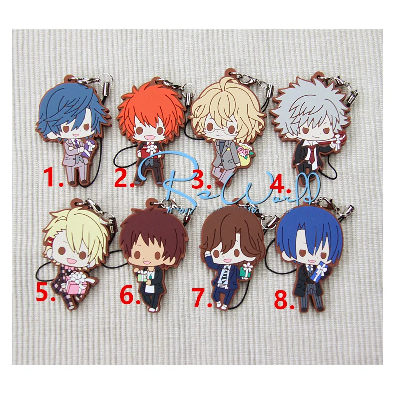 

1pcs Anime Keychain Uta no Prince-sama Ittoki Otoya Ichinose Tokiya Tsukimiya Ringo Rubber Keychain kulcstarto Keyrings Pendant