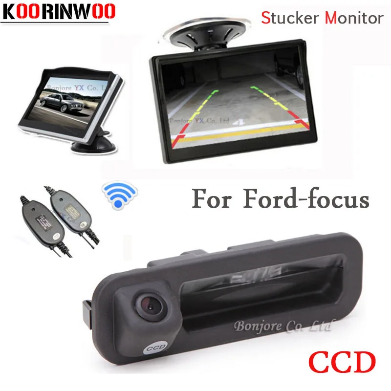 

KOORINWOO Parking 5inch Stucker Car Monitor Mirror Video AV1/2 Car rearview Camera Trunk cam For Ford/focus 2 3 Hatchback Sedan