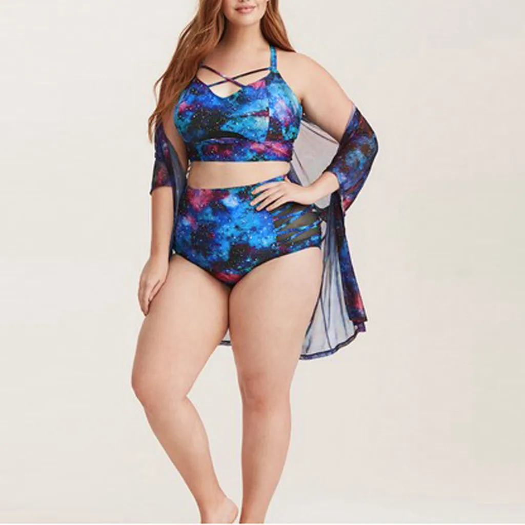 

SAGACE Plus Size Swimwear Bikini For Fat Women 2019 Ladies Plus Size Padded Swimwear Push Up Bathing Suit High Waist Bikini