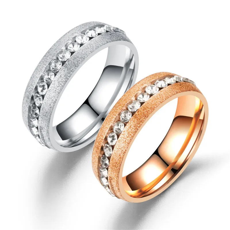 Silver Rose Gold Wedding Rings for Women Men Couple Promise Band Stainless Steel Anniversary Engagement Jewelry Alliance Bijoux