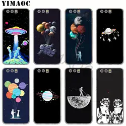 YIMAOC забавные Space Love Moon Кот космонавт Мягкие TPU чехол для Huawei P8 P9 Lite 2017 P10 P20 Lite P smart Y6 Y7 Y9 Prime 2018