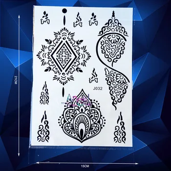 

1PC Hot Flash Waterproof Tattoo Women Henna Temporary Tattoo Sticker Black Ink Mehndi Stencil Leg Hand Feet tatouage taty ABJ32