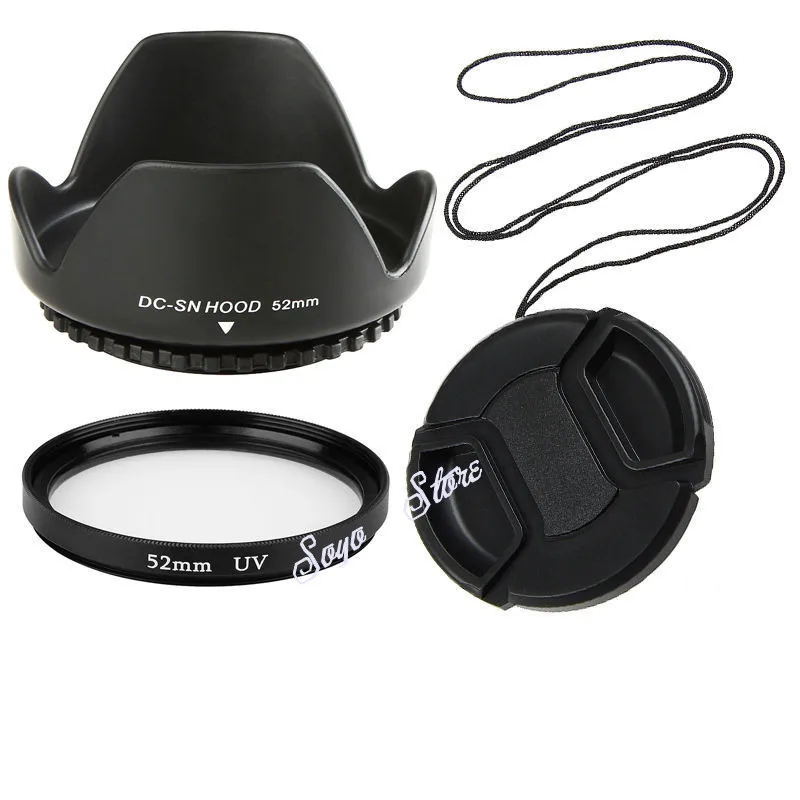 

52mm UV Lens Filter Lens Cap Lens Hood Camera Accessories 3 in 1 set For Nikon D3100 D3200 D5100 D5200 D7100 for Canon 1200D 600