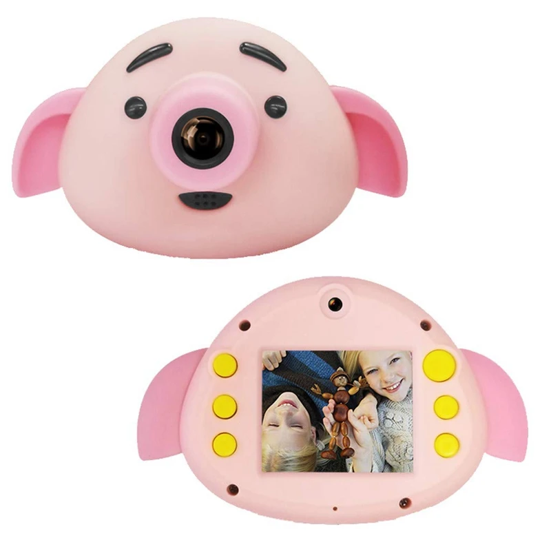 Детские забавные камеры Pig Shaped 1,8 дюймов 300Mp 1080P Hd дети передний задний двойной объектив широкий угол 120 с usb-кабелем