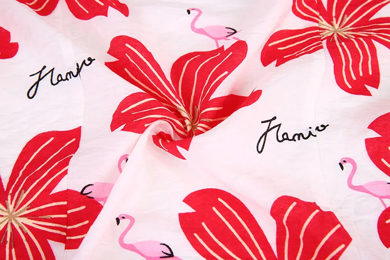 QIHUANG брендовая рубашка с длинным рукавом Женская блузка винтажная рубашка с отложным воротником цветочный принт Фламинго размера плюс повседневная женская рубашка