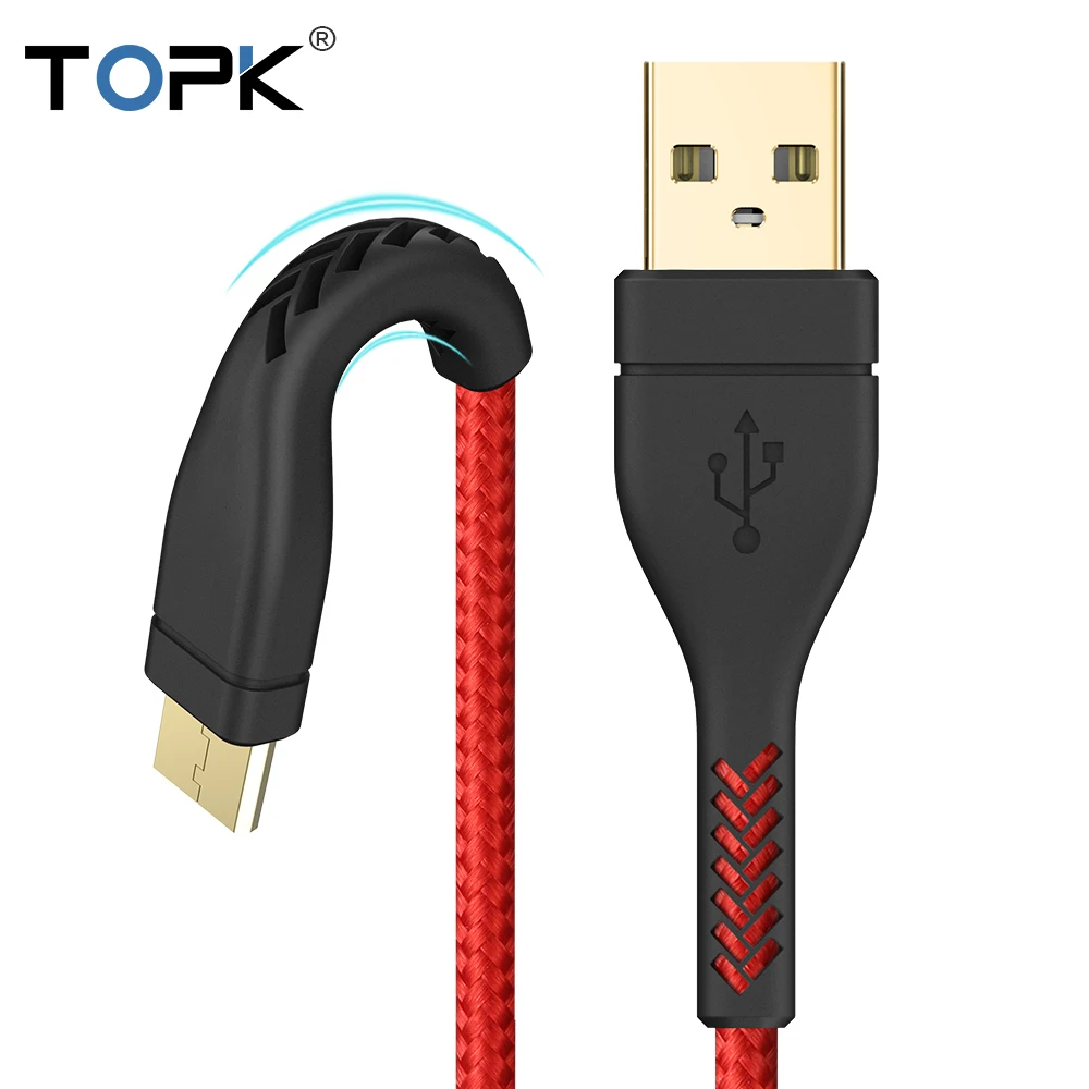 TOPK Micro USB кабель 2A Быстрая зарядка USB кабель для передачи данных для samsung Xiaomi huawei sony Android Tablet Зарядное устройство через Micro USB кабель