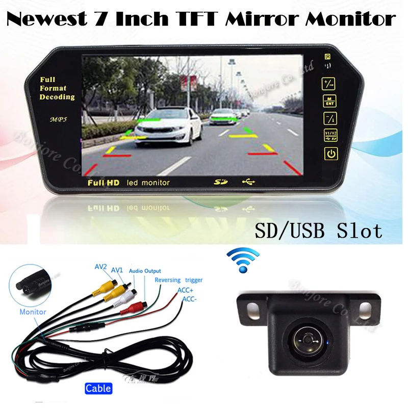 Newest Auto 7 Inch TFT Screen Bluetooth MP5 Colorful LCD font b Mirror b font monitor