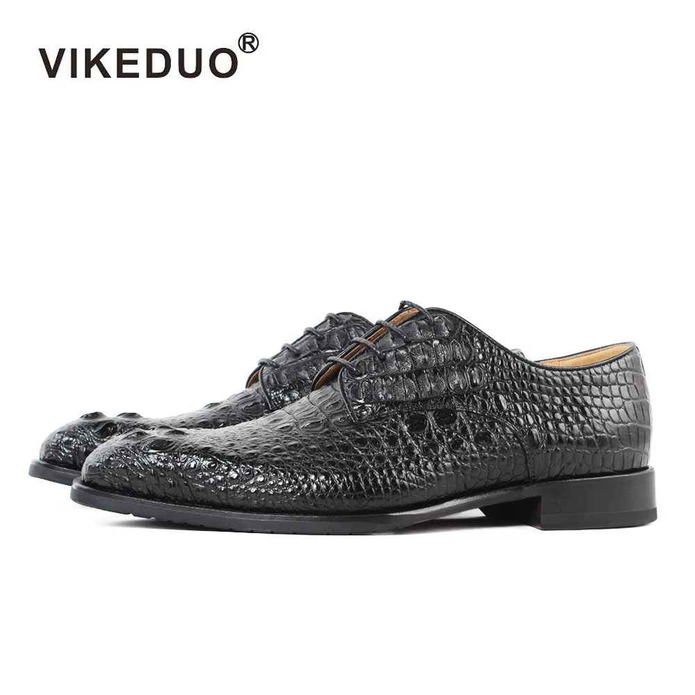 Vikeduo/2019 Лидер продаж Роскошные ручной работы черный крокодил обувь мужской дизайнер пояса из натуральной кожи под платье свадебная вечерин
