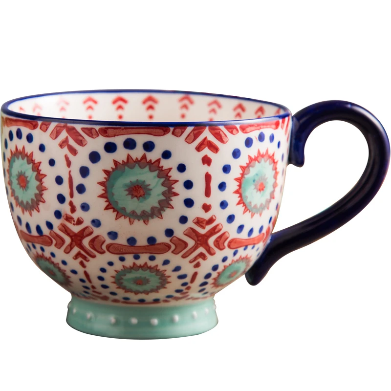 

Retro 400ML Ceramics Mug Cup Cute Creative Coffee Milk Cups Pattern Breakfast Oatmeal Ice Cream Coffee Cup