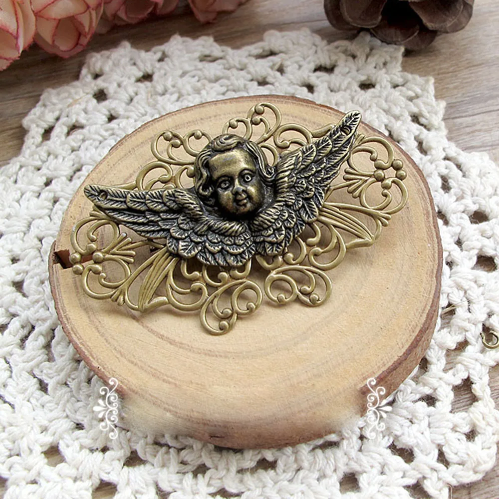 Baroque style gothic women brooch vintage angel figure hollow pin brooches fashion elegant party