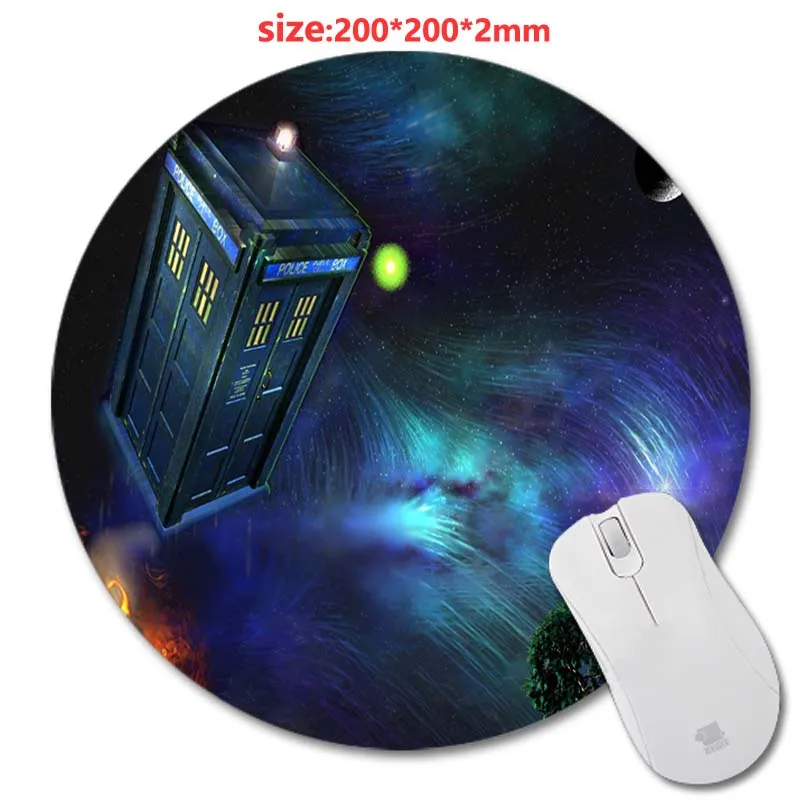 Пользовательские 200*200*2 мм Доктор Кто 3d печать круглый резиновый, мягкий, для игр коврик для мыши Прочный компьютеры ноутбуки коврик для