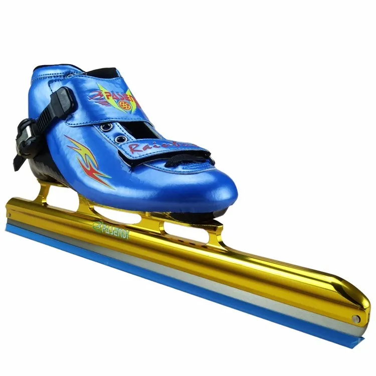 PASENDI обувь для скоростного катания на коньках обувь для катания на коньках черная детская обувь для катания на коньках с лезвием голубого и оранжевого цвета
