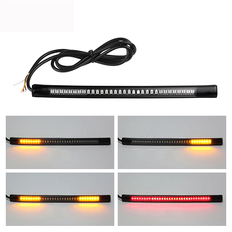 

Motorcycle Light Bar Strip Tail Brake Stop Turn Signal License Plate Light 3528 SMD 48 LED With 50cm Power Cable Length