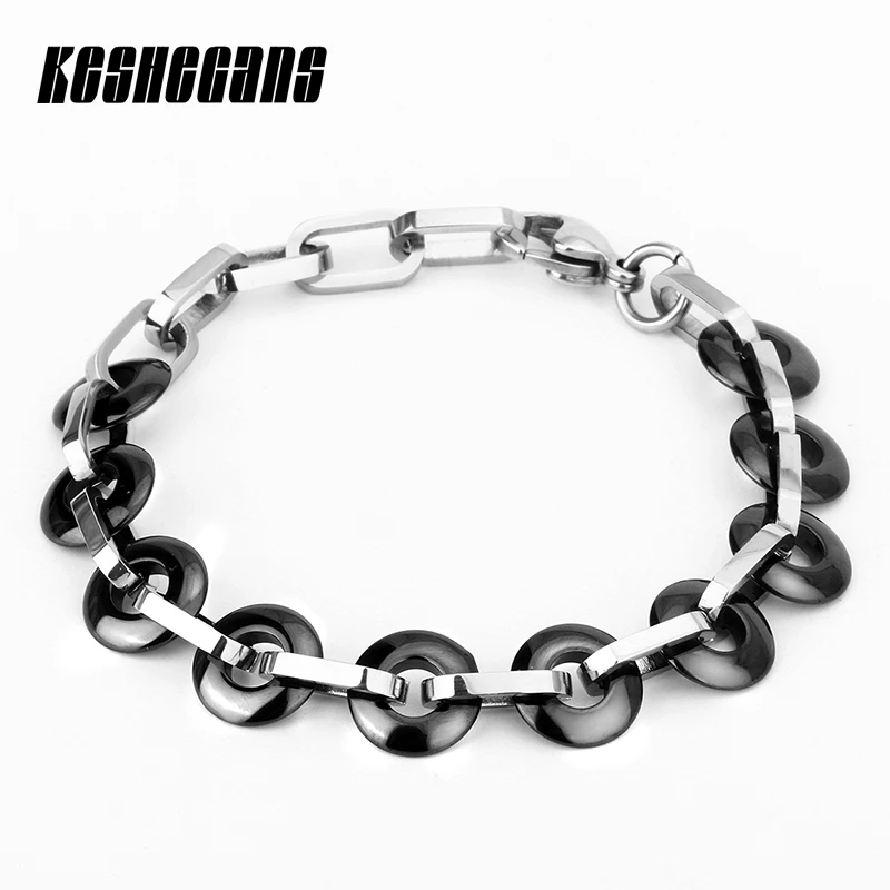 Новое поступление Классические черные и белые Цвет Круглый Круг Керамика браслет Нержавеющая сталь простой Стиль для Для женщин Свадебная вечеринка ювелирные изделия