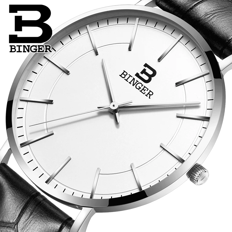Switzerland BINGER men watches luxury brand ultrathin limited edition Waterproof lovers s quartz Wristwatches B 3050M